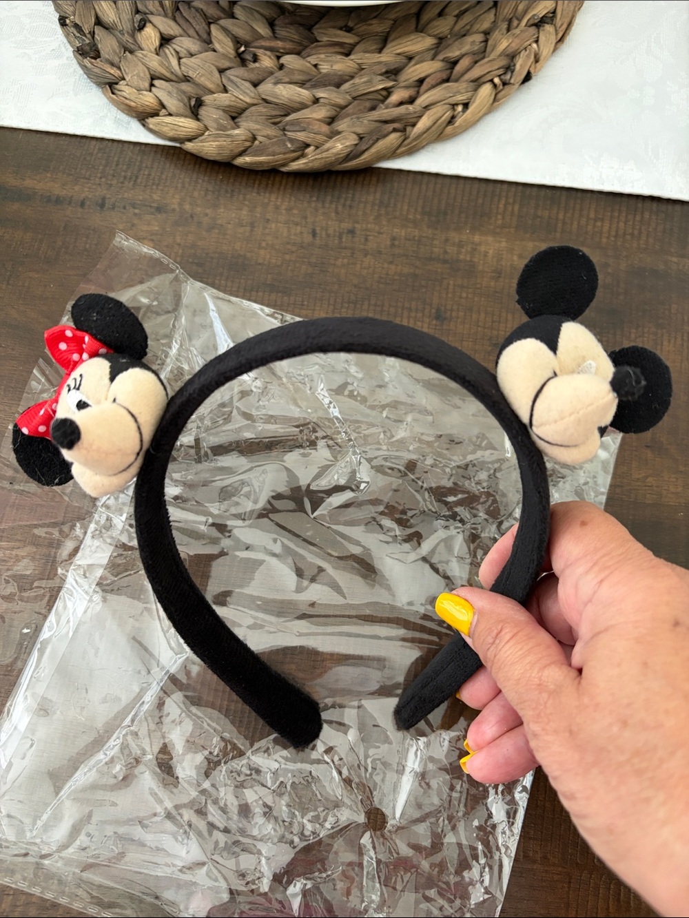 New Disney Minnie & Mickey Plush Headband - one size